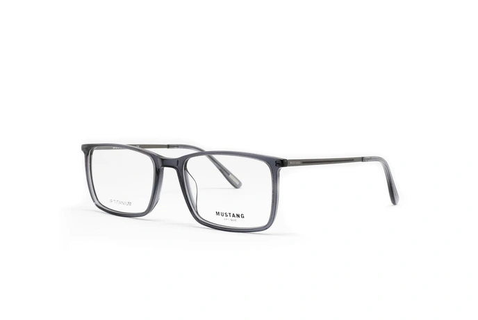 عینک طبی کائوچویی فریم مربعی موستانگ رنگ طوسی - عکاسی وحدت - عکس از زاویه سه رخ