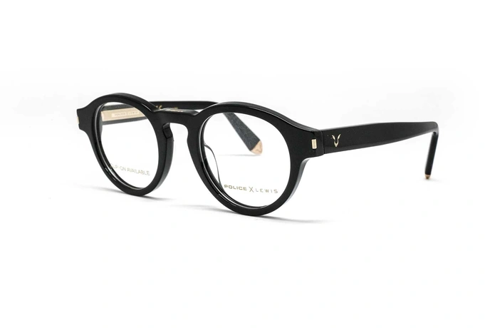 عینک طبی گرد لوییس همیلتون با بدنه مشکی - سه‌رخ