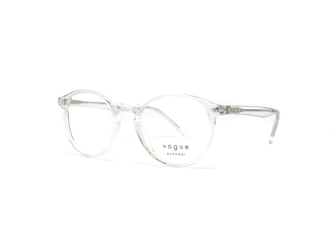 عینک طبی کائوچویی وگ فریم گرد رنگ شیشه ای - عکاسی وحدت - عکس از زاویه سه رخ 