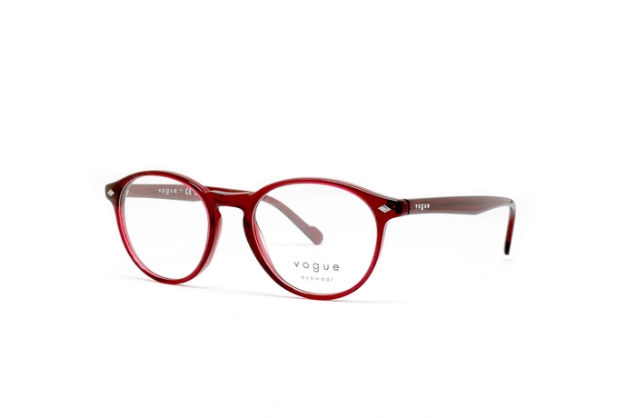 عینک طبی کائوچویی وگ فریم گرد رنگ قرمز - عکاسی وحدت - عکس از زاویه سه رخ 