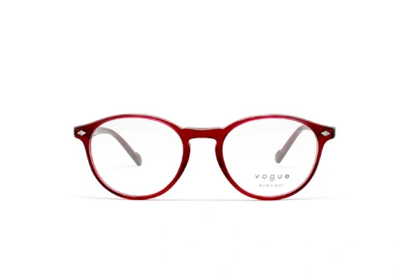 عینک طبی کائوچویی وگ فریم گرد رنگ قرمز - عکاسی وحدت - عکس از زاویه رو به رو