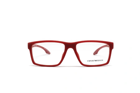 عینک طبی مردانه امپریو آرمانی فریم مربعی ای کائوچویی رنگ قرمز - عکاسی وحدت -  عکس از زاویه رو به رو