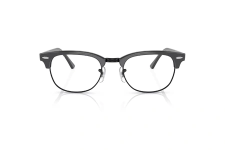 عینک طبی ری بن مدل کلاب مستر فریم کائوچویی فلزی به رنگ طوسی مشکی براق - عکس از زاویه روبرو