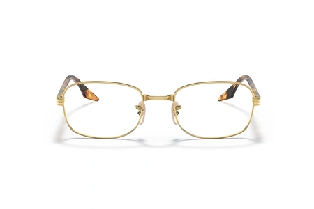 عینک طبی ری بن فریم فلزی شبه مربعی طلایی رنگ - عکس از زاویه روبرو