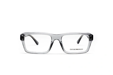 عینک طبی امپریو آرمانی فریم کائوچویی مربعی رنگ طوسی - عکاسی وحدت -  عکس از زاویه رو به رو