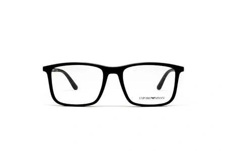 عینک طبی امپریو آرمانی فریم کائوچویی مربعی رنگ مشکی  - عکاسی وحدت -  عکس از زاویه رو به رو