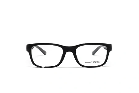 عینک طبی امپریو آرمانی فریم کائوچویی مستطیلی رنگ مشکی براق - عکاسی وحدت -  عکس از زاویه رو به رو