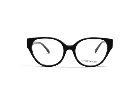 عینک طبی امپریو آرمانی فریم کائوچویی گربه ای رنگ مشکی - عکاسی وحدت -  عکس از زاویه رو به رو