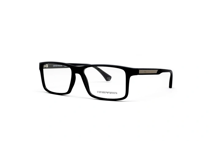 عینک طبی امپریو آرمانی کائوچویی مستطیل رنگ مشکی - عکاسی وحدت -  عکس از زاویه سه رخ