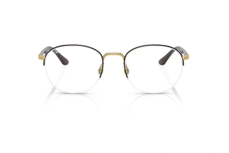 عینک طبی ری بن فریم زیر گریف به رنگ قهوه ای طلایی - عکس از زاویه روبرو