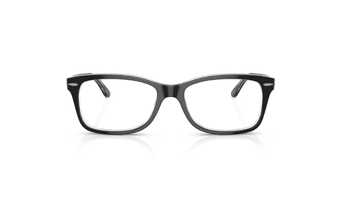 عینک طبی ری بن جنس فریم استات مستطیلی از دو رنگ روی مشکی و از درون شیشه ای شفاف - عکس از زاویه روبرو