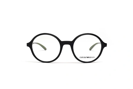 عینک طبی امپریو آرمانی گرد کائوچویی رنگ مشکی  - عکاسی وحدت -  عکس از زاویه رو به رو