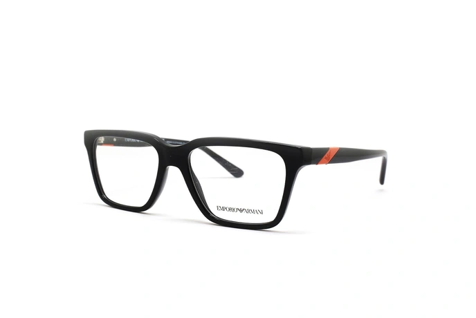 عینک طبی امپریو آرمانی کائوچویی مربعی رنگ مشکی  - عکاسی وحدت -  عکس از زاویه سه رخ