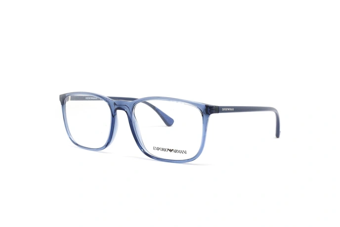 عینک طبی امپریو آرمانی فریم کائوچویی مربعی رنگ آبی  - عکاسی وحدت -  عکس از زاویه سه رخ