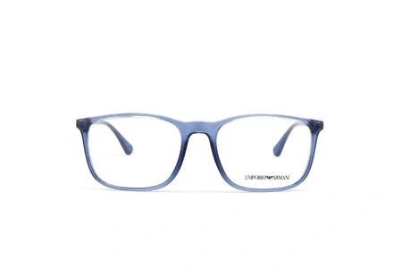 عینک طبی امپریو آرمانی فریم کائوچویی مربعی رنگ آبی  - عکاسی وحدت -  عکس از زاویه رو به رو