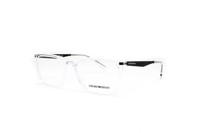 عینک طبی امپریو آرمانی مربعی کائوچویی رنگ شیشه ای  - عکاسی وحدت -  عکس از زاویه سه رخ