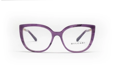 عینک طبی کائوچویی فلزی نگین دار بنفش رنگ بولگاری - عکاسی وحدت - زاویه روبرو