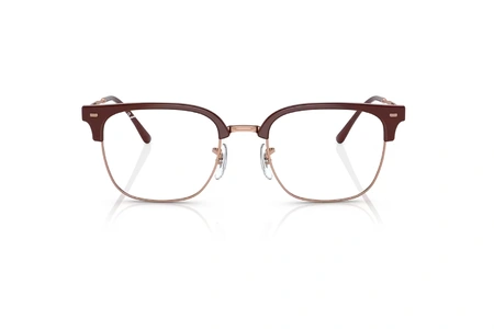 عین طبی ری بن مدل کلاب مستر با ابرویی جگری و فلزی رزگلد - عکس از زاویه روبرو