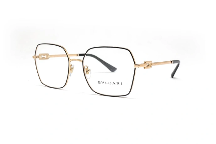 عینک طبی شش ضلعی طلایی بولگاری - عکاسی وحدت - زاویه سه رخ