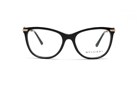 عینک طبی بولگاری دسته نگین داره مشکی طلایی - عکاسی وحدت - زاویه روبرو