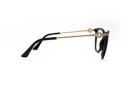 عینک طبی بولگاری دسته نگین داره مشکی طلایی - عکاسی وحدت - زاویه کنار