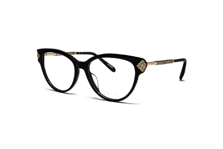 عینک طبی کائوچویی بدنه مشکی دسته طلایی نگین دار شوپارد - زاویه سه رخ