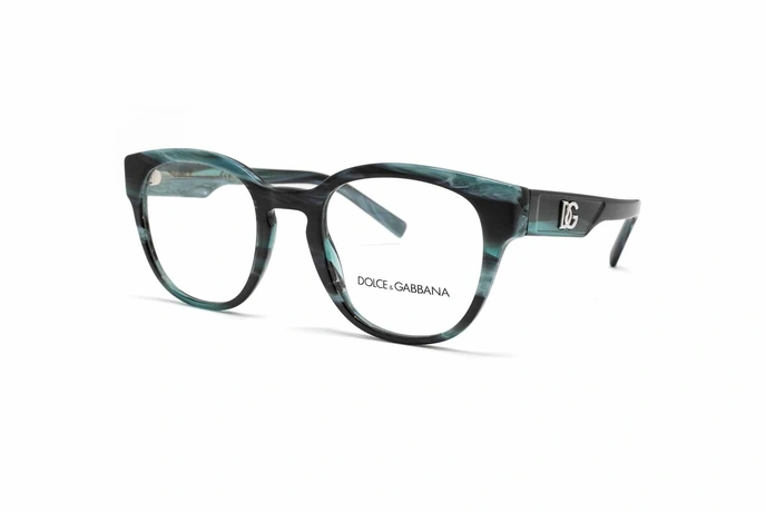عینک طبی دولچه و گابانا بدنه آبی چند رنگ - زاویه سه رخ