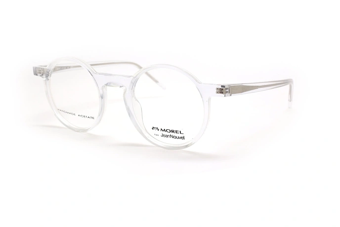 عینک طبی گرد جین نووِل - رنگ شیشه ای - عکس از زاویه سه رخ