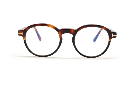 عینک گرد کائوچویی تام فورد مدل TF5606 - دو رنگ قهوه ای هاوانا و مشکی - عکس زاویه روبرو