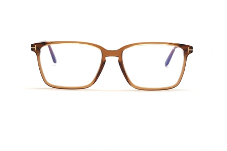 عینک طبی کائوچویی رنگ قهوه ای تام فورد با عدسی بلوکنترل - عکس زاویه روبرو