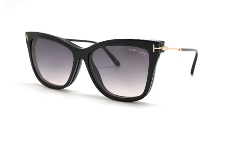 عینک طبی زنانه مشکی گربه ای تام فورد با روی آفتابی گربه ای مشکی و عدسی دودی