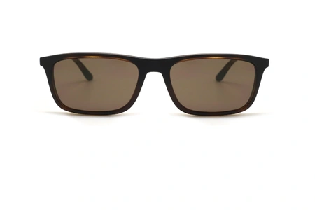 عینک طبی رویه دار امپریو آرمانی فریم کائوچویی مستطیلی رنگ قهوه ای هاوانا با رویه آفتابی قهوه ای - عکس از زاویه روبرو