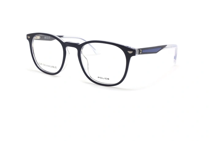 عینک طبی پلیس فریم کائوچویی بیضی شکل رنگ مشکی و شیشه ای - عکس از زاویه سه رخ