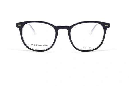 عینک طبی پلیس فریم کائوچویی بیضی شکل رنگ مشکی و شیشه ای - عکس از زاویه روبرو