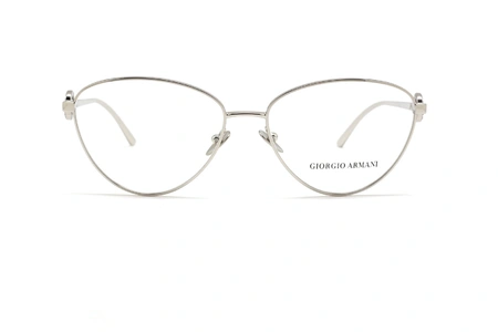 عینک طبی زنانه جورجیو آرمانی فریم فلزی گربه ای نقره ای - عکس از زاویه روبرو