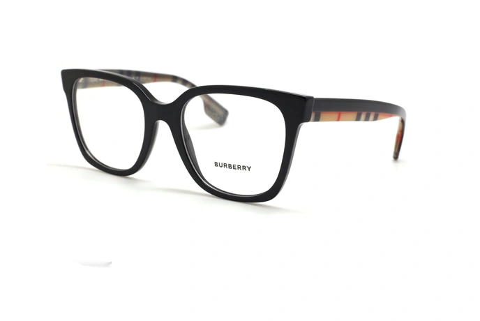 عینک طبی بربری فریم کائوچویی مربعی مشکی ضخیم - عکس از زاویه سه رخ