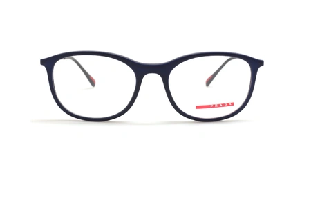 عینک طبی کائوچویی پرادا فریم بیضی رنگ سورمه ای - عکس از زاویه روبرو