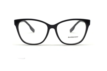 عینک طبی زنانه بربری فریم کائوچویی گربه ای مشکی - عکس از زاویه روبرو