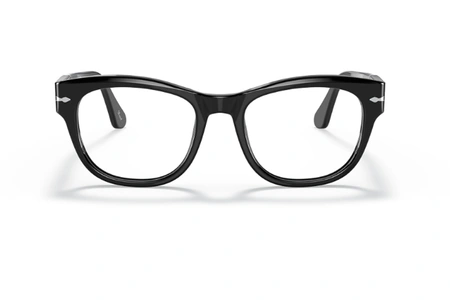 عینک طبی پرسول فریم کائوچویی مربعی ضخیم مشکی براق - عکس از زاویه روبرو