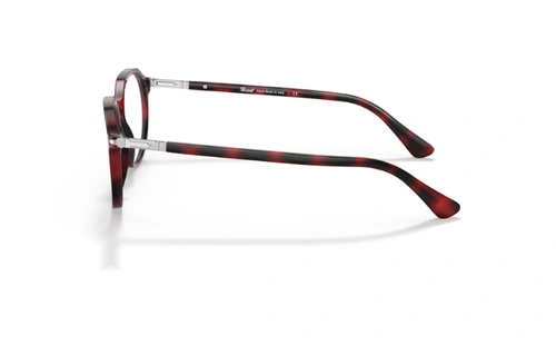 عینک طبی persol فریم کائوچویی چند ضلعی رنگ قرمز هاوانا - عکس از زاویه کنار