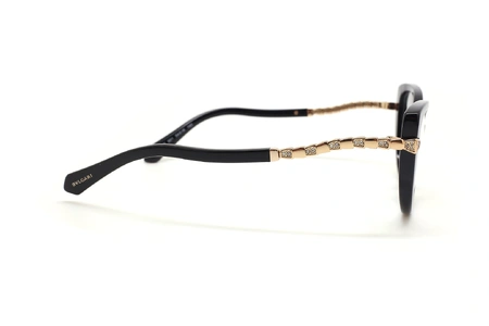 عینک طبی گربه ای زنانه بولگاری - Bvlgari BV4199B - فریم مشکی و دسته طلایی نگین دار - عکس زاویه کنار
