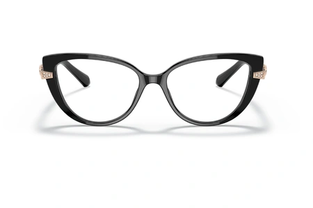 عینک طبی گربه ای زنانه بولگاری - Bvlgari BV4199B - فریم مشکی و دسته طلایی نگین دار - عکس زاویه روبرو