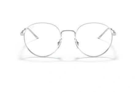 عینک طبی ری بن فریم فلزی گرد رنگ نقره ای - عکس از زاویه روبرو