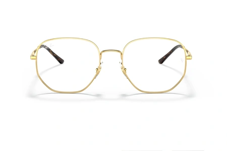 عینک طبی ری بن فریم فلزی چند ضلعی رنگ طلایی - عکس از زاویه روبرو