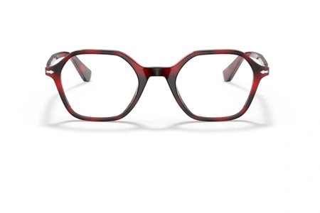 عینک طبی کائوچی چندضلعی پرسول - رنگ قرمز هاوانا - عکس زاویه روبرو
