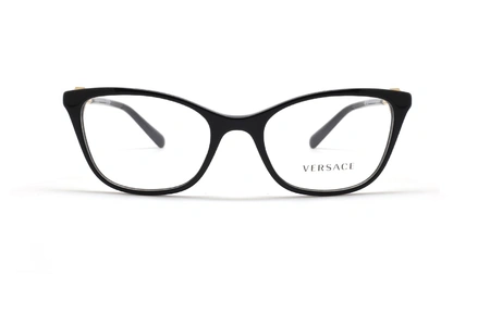 عینک طبی زنانه ورساچه فریم کائوچویی گربه ای رنگ مشکی - عکس از زاویه روبرو