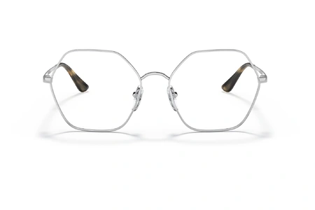 عینک طبی وگ فریم فلزی چند ضلعی رنگ نقره ای - عکس از زاویه روبرو