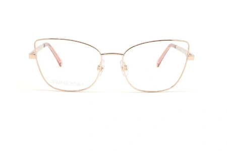 عینک طبی زنانه سواروسکی فریم فلزی گربه ای رنگ طلایی دسته ها نگین کاری شده - عکس از زاویه روبرو