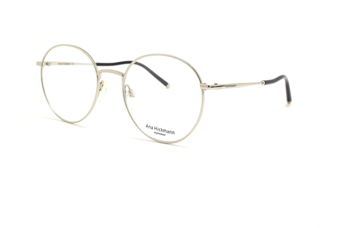 عینک طبی آناهیکمن فریم فلزی گرد نقره ای - عکس از زاویه سه رخ