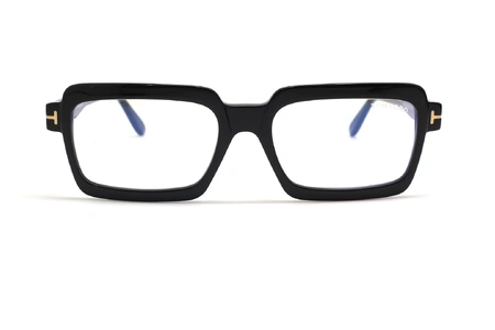عینک کائوچویی مستطیلی تام فورد با عدسی بلوکنترل رنگ مشکی - عکس زاویه روبرو